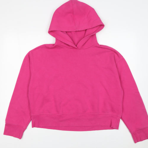 ZARA Womens Pink Pullover Hoodie Cotton Blend Size L Relaxed Fit