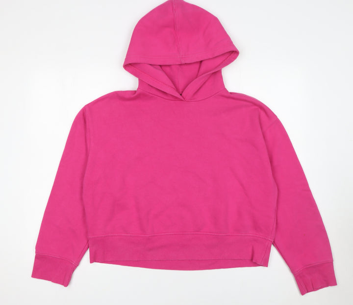 ZARA Womens Pink Pullover Hoodie Cotton Blend Size L Relaxed Fit