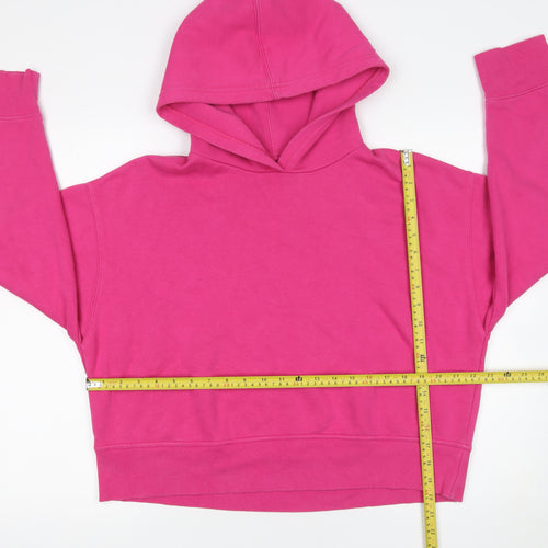 ZARA Womens Pink Pullover Hoodie Cotton Blend Size L Relaxed Fit