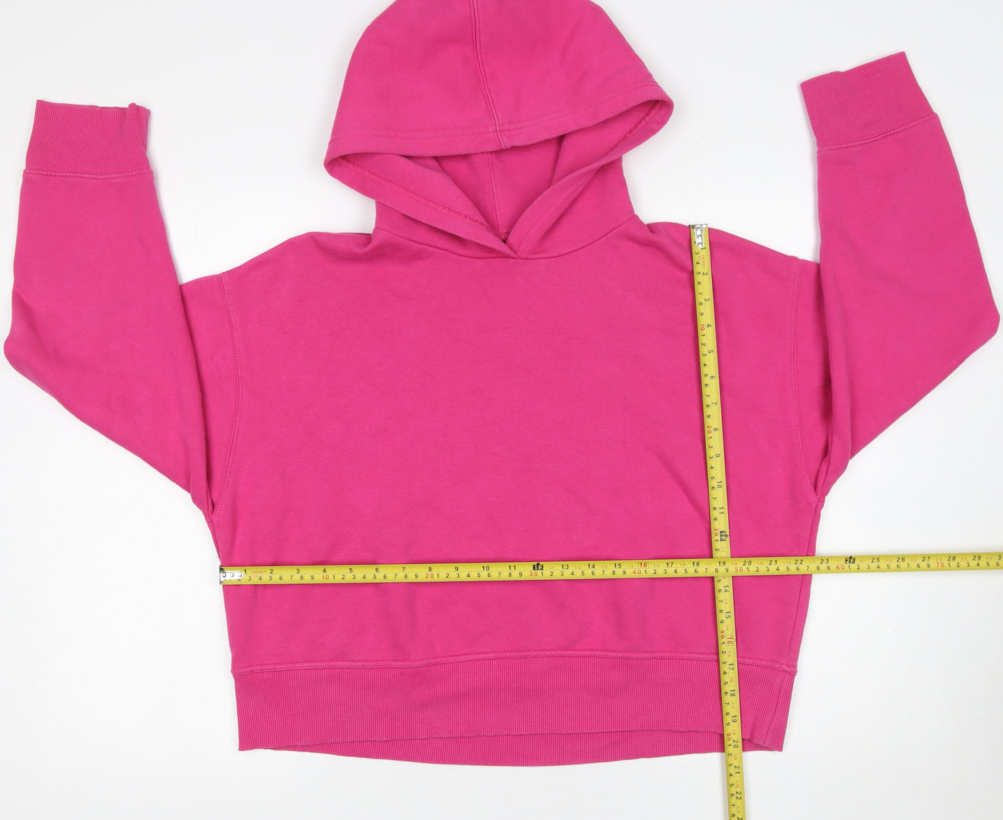 ZARA Womens Pink Pullover Hoodie Cotton Blend Size L Relaxed Fit