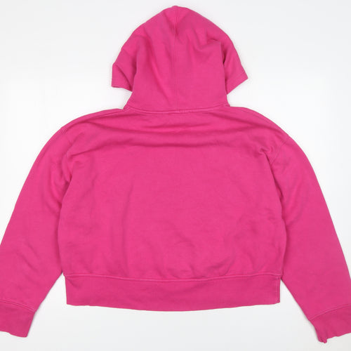 ZARA Womens Pink Pullover Hoodie Cotton Blend Size L Relaxed Fit