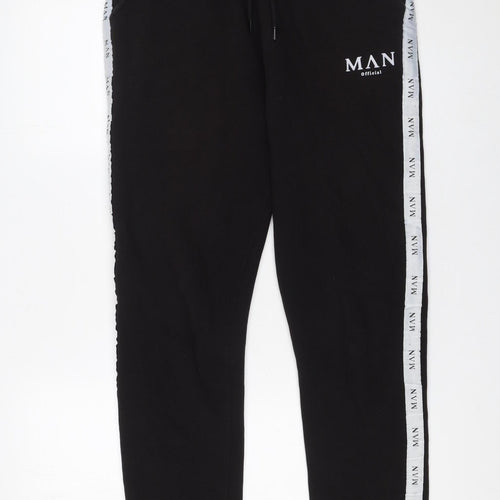 boohooMAN Men’s Black Joggers S Regular Fit Tapered Casual Fleece