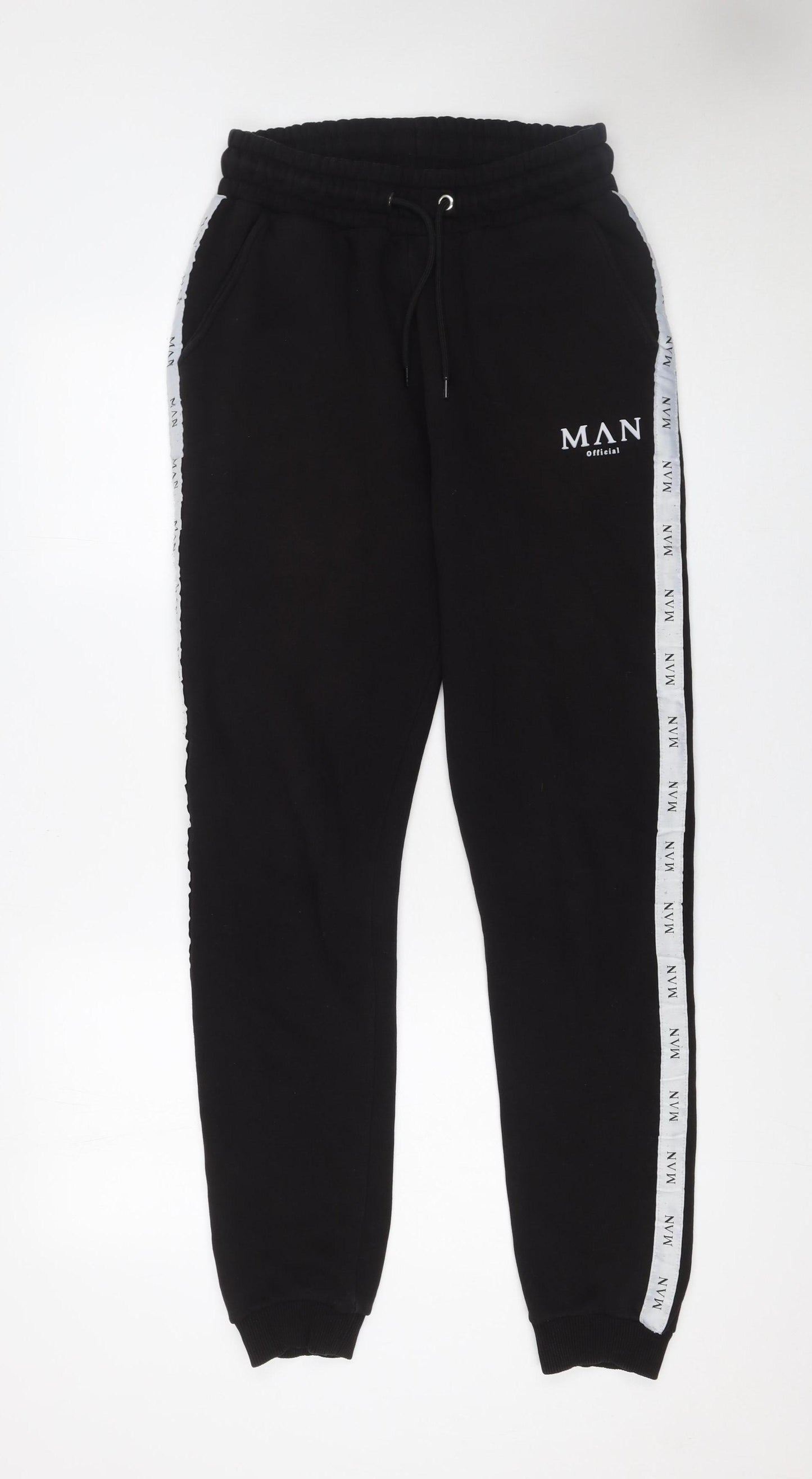 boohooMAN Men’s Black Joggers S Regular Fit Tapered Casual Fleece