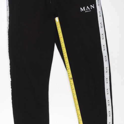 boohooMAN Men’s Black Joggers S Regular Fit Tapered Casual Fleece