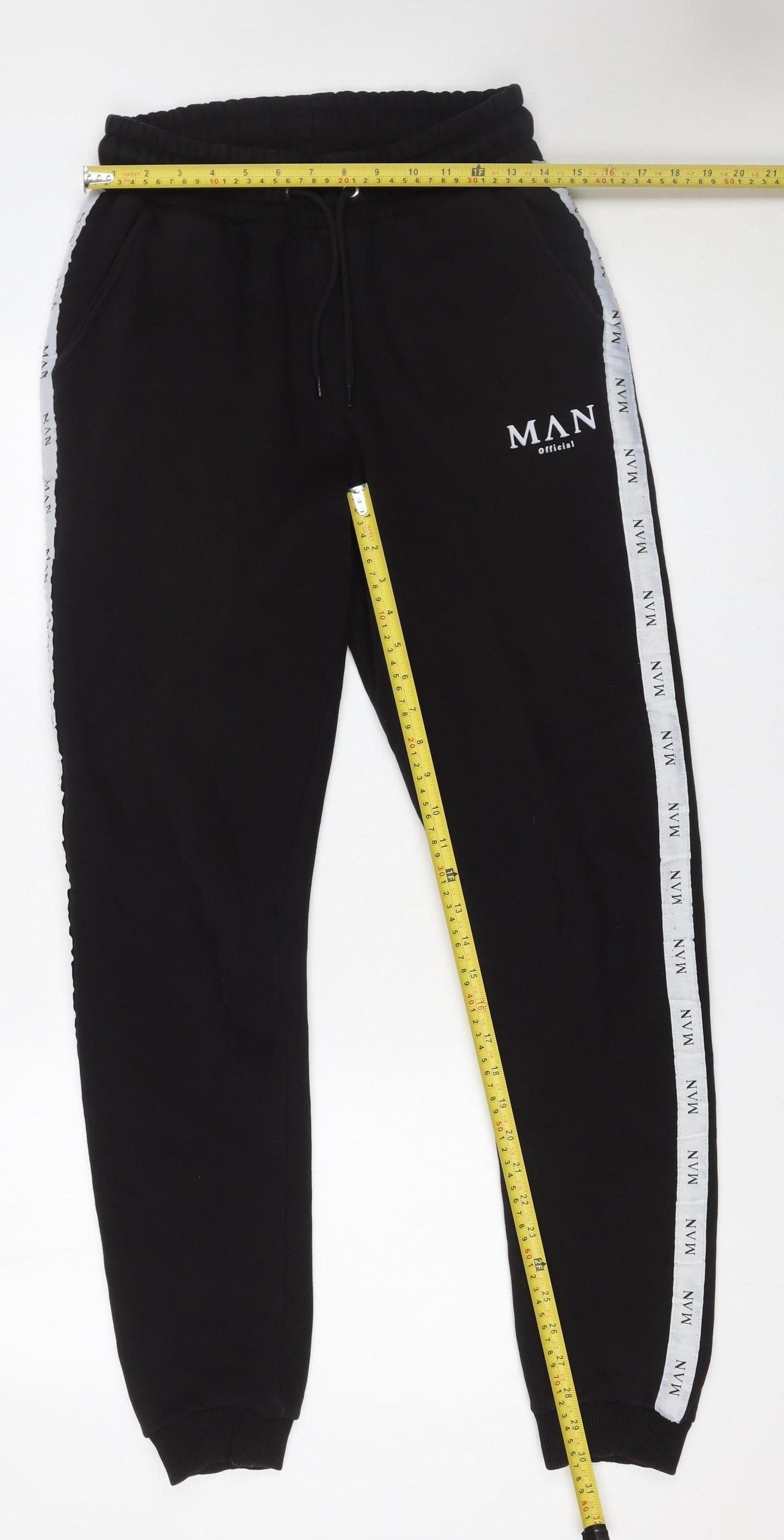 boohooMAN Men’s Black Joggers S Regular Fit Tapered Casual Fleece