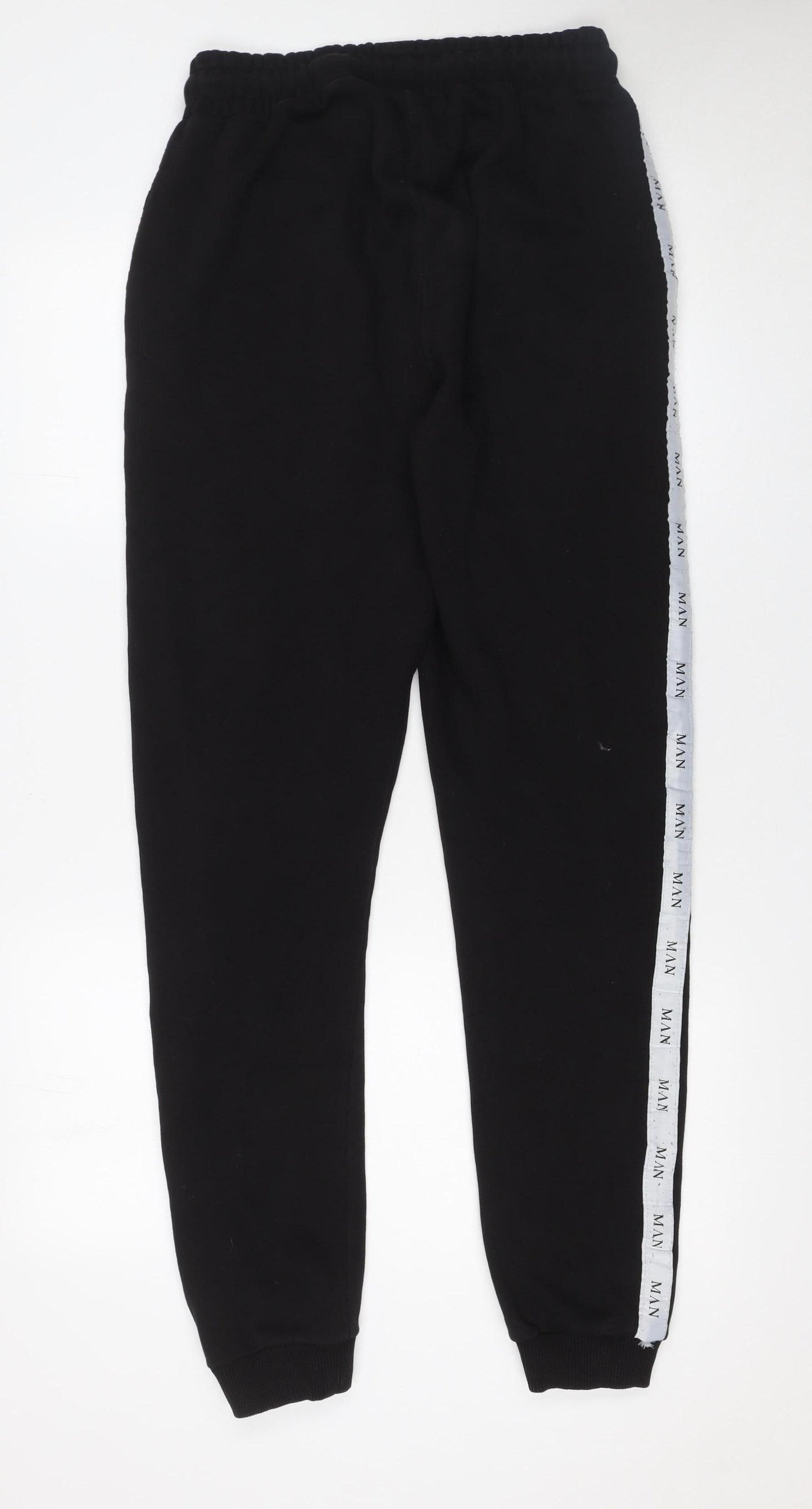 boohooMAN Men’s Black Joggers S Regular Fit Tapered Casual Fleece