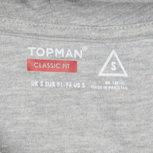 Topman Mens Grey Classic Fit Pullover Hoodie Size S