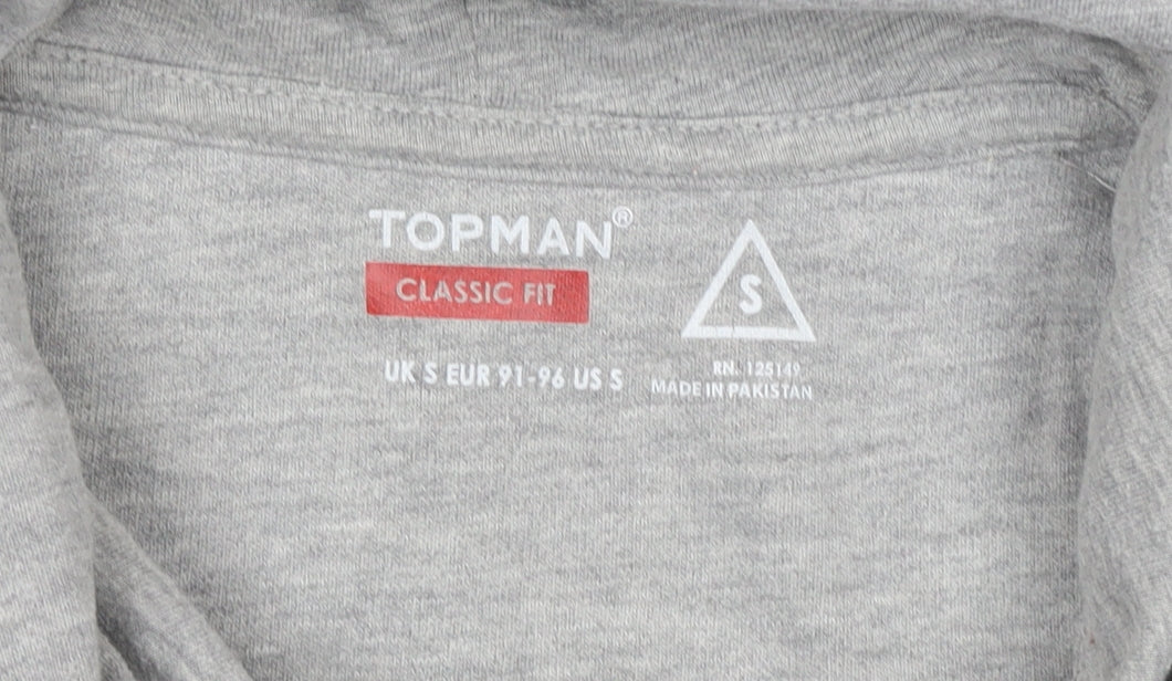 Topman Mens Grey Classic Fit Pullover Hoodie Size S
