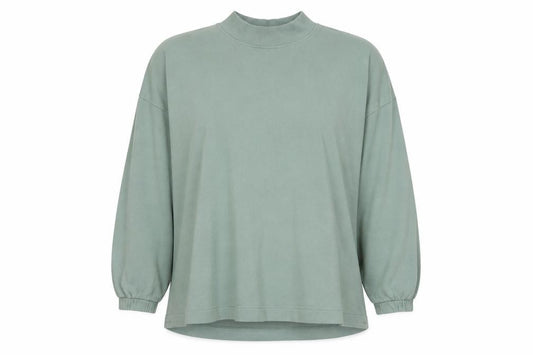 Front view of ASOS Design Women’s Green Cotton Mock Neck Oversized Sweatshirt UK 10