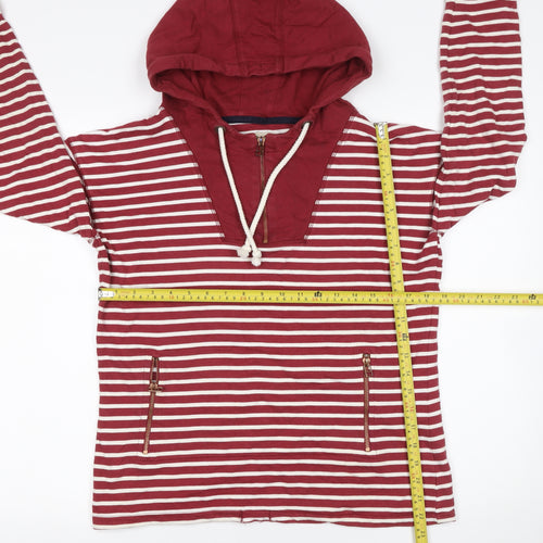 Next Women Red White Striped Cotton Hoodie Size 8 Zip Pocket