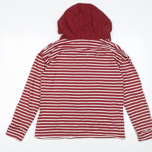 Next Women Red White Striped Cotton Hoodie Size 8 Zip Pocket
