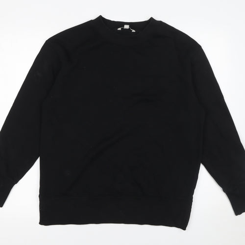 Next Women Black Small Crew Neck Cotton Sweatshirt