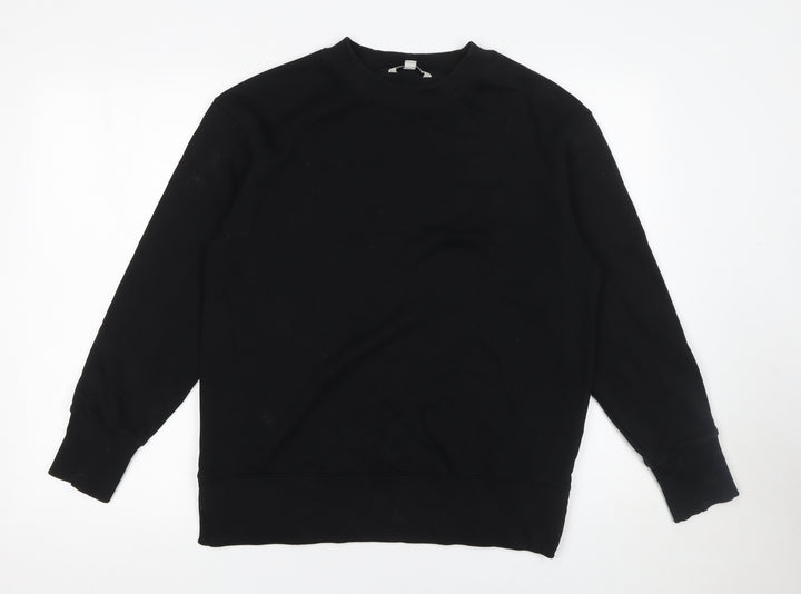Next Women Black Small Crew Neck Cotton Sweatshirt