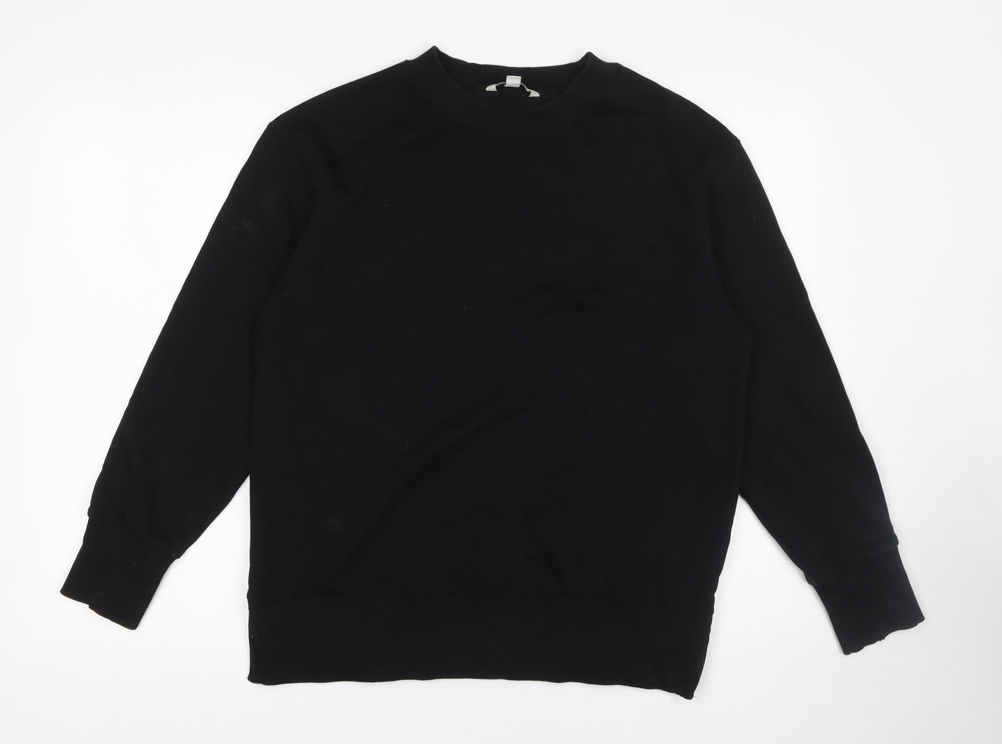 Next Women Black Small Crew Neck Cotton Sweatshirt