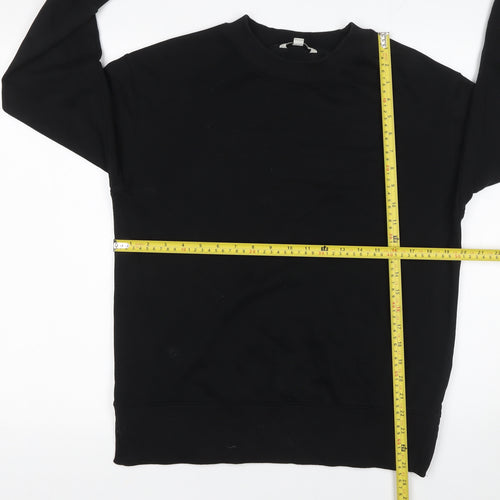 Next Women Black Small Crew Neck Cotton Sweatshirt