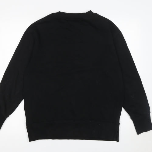 Next Women Black Small Crew Neck Cotton Sweatshirt