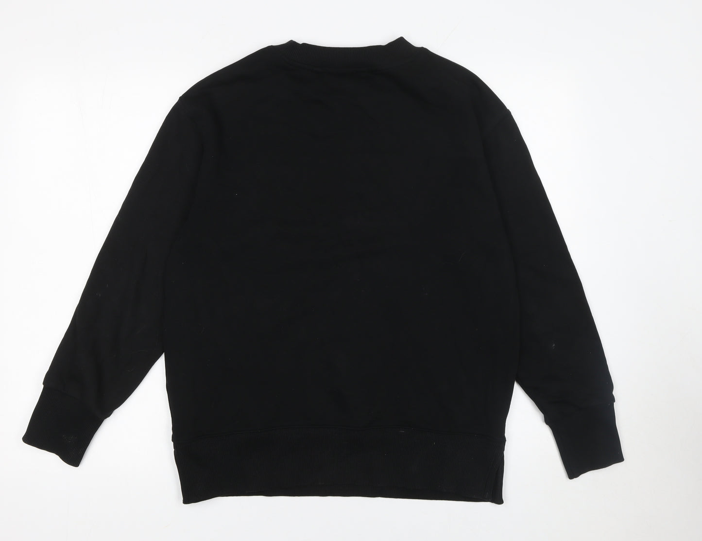Next Women Black Small Crew Neck Cotton Sweatshirt