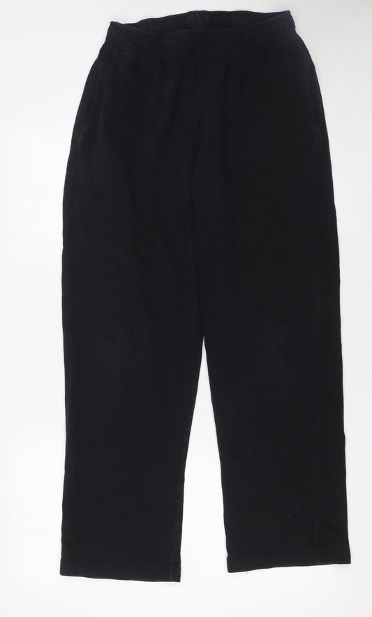 Marks and Spencer Girls Black L Sweatpants Elastic Waist Fleece Trousers