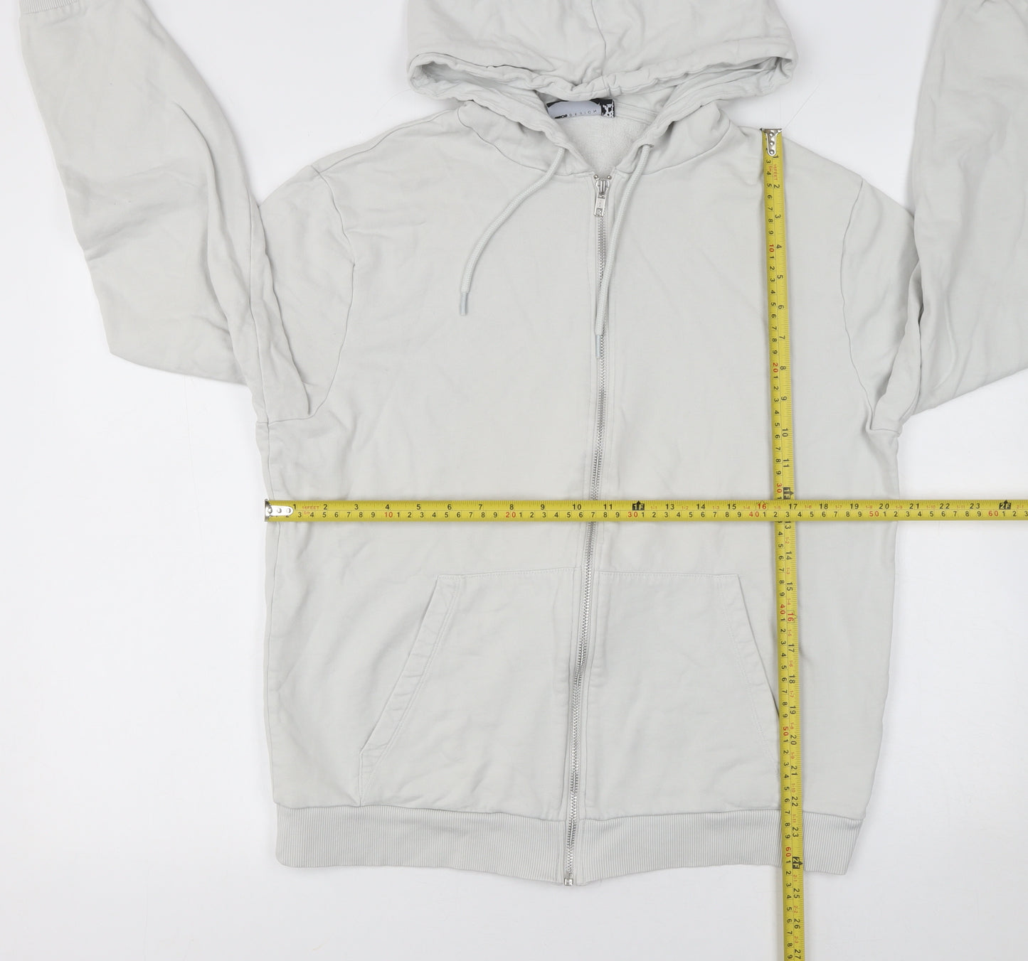 ASOS DESIGN Men's Grey Full Zip Hoodie Size L