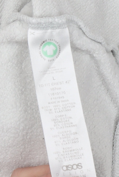 ASOS DESIGN Men's Grey Full Zip Hoodie Size L