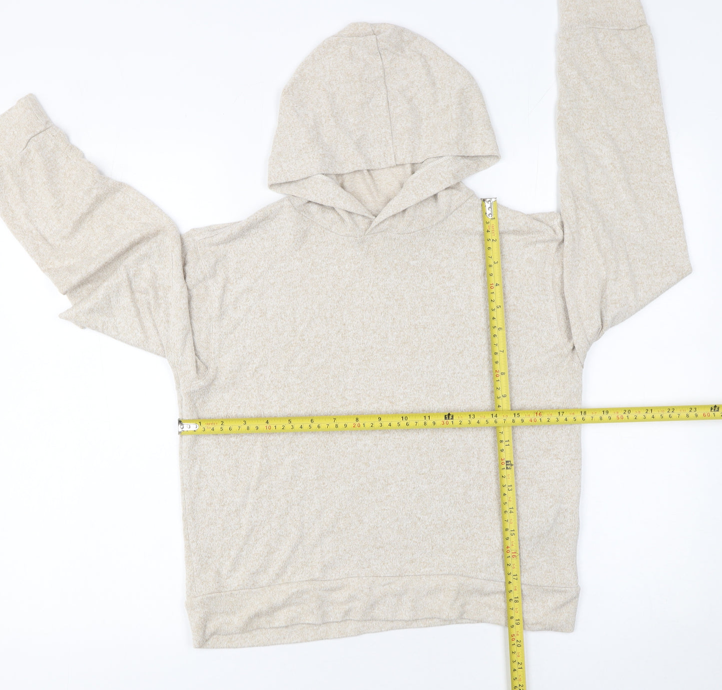 H&M Women's Beige Pullover Hoodie Size S Viscose Blend Casual