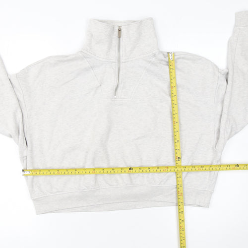 H&M Divided Women Grey 1/4 Zip Sweatshirt L Cotton Blend