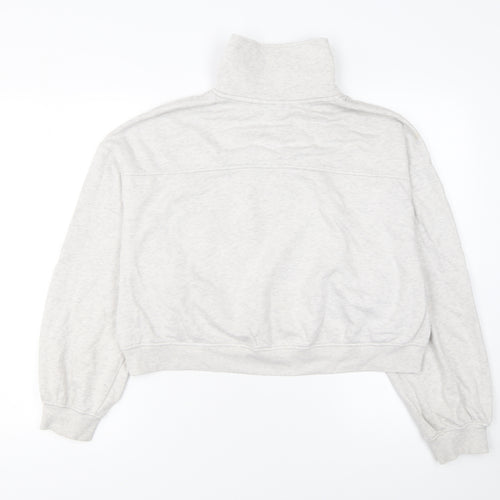 H&M Divided Women Grey 1/4 Zip Sweatshirt L Cotton Blend
