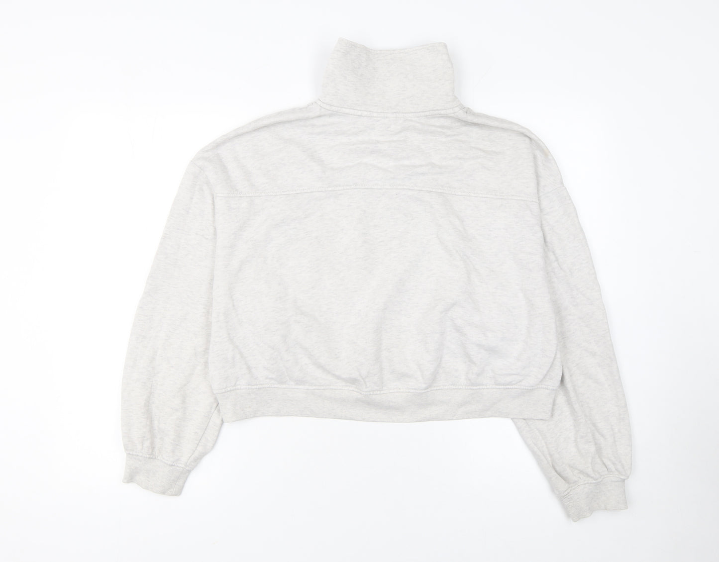 H&M Divided Women Grey 1/4 Zip Sweatshirt L Cotton Blend