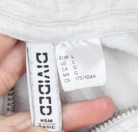 H&M Divided Women Grey 1/4 Zip Sweatshirt L Cotton Blend