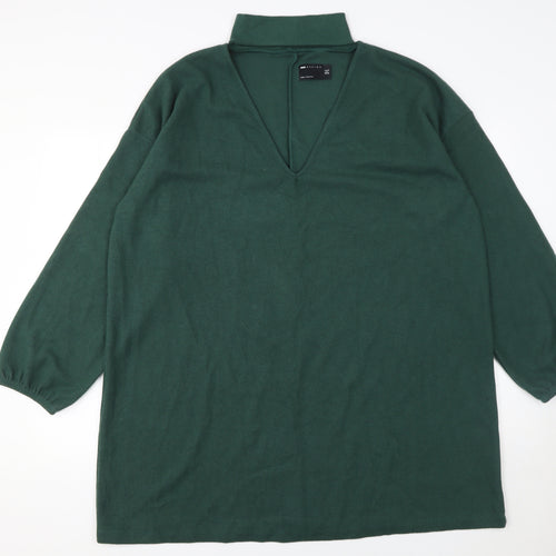 ASOS DESIGN Womens Green Size 16 Shift Knee Length V-Neck Dress
