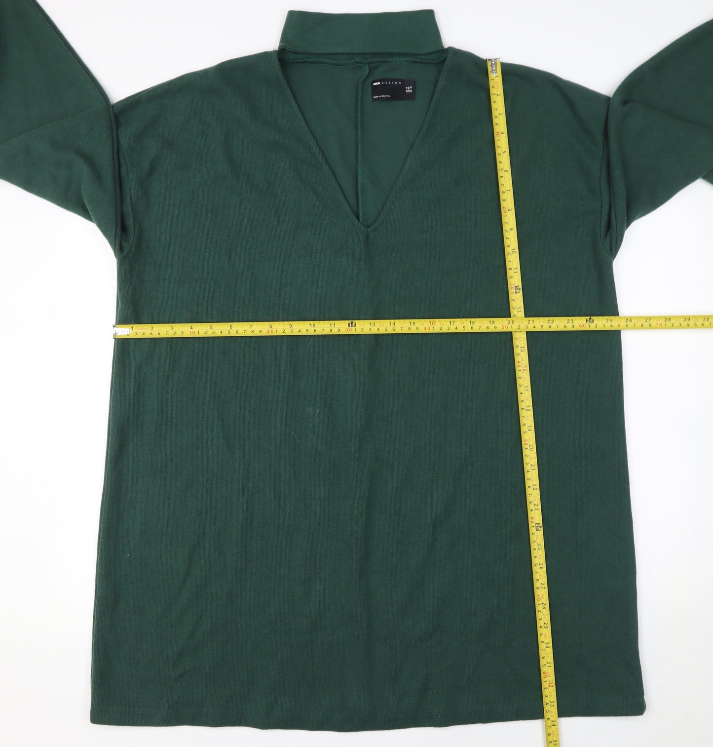 ASOS DESIGN Womens Green Size 16 Shift Knee Length V-Neck Dress