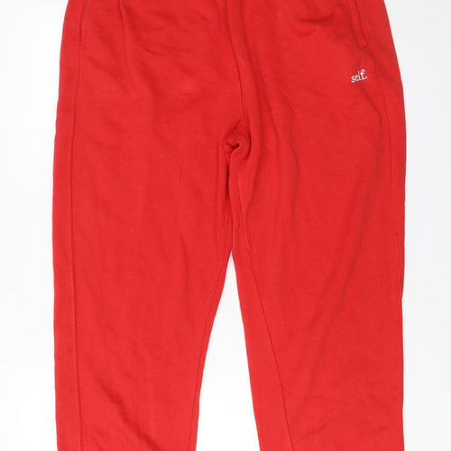 Self Women Red Jogger Sweatpants M Elastic Waist Pockets