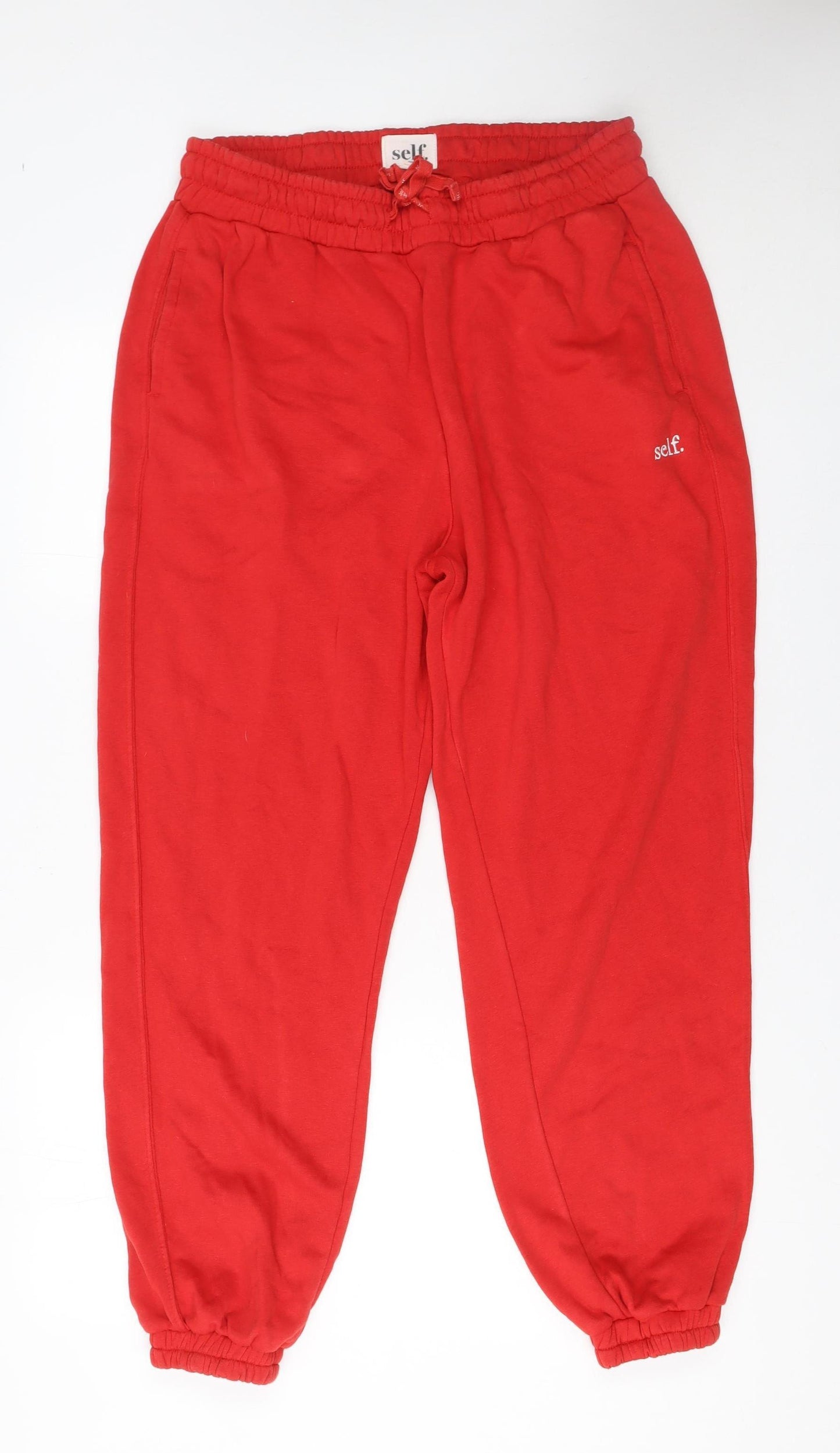 Self Women Red Jogger Sweatpants M Elastic Waist Pockets