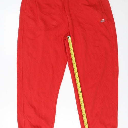 Self Women Red Jogger Sweatpants M Elastic Waist Pockets