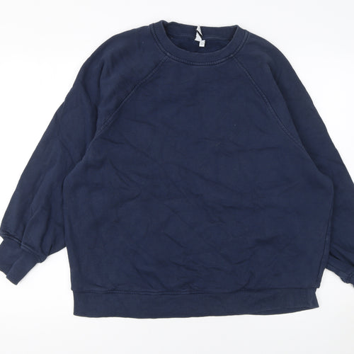 & Other Stories Women's Navy Blue Cotton Crew Neck Pullover Sweatshirt Size S