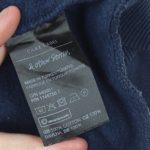 & Other Stories Women's Navy Blue Cotton Crew Neck Pullover Sweatshirt Size S