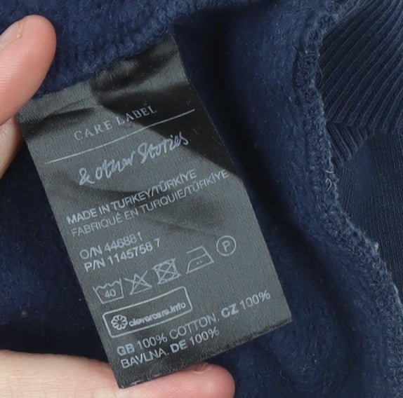 & Other Stories Women's Navy Blue Cotton Crew Neck Pullover Sweatshirt Size S