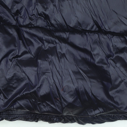 Next Girls Blue Puffer Coat 11 Years Hooded Long Winter Jacket with Faux Fur Trim