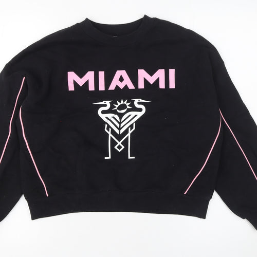 Marks and Spencer Girls Black Miami Crew Neck Graphic Sweatshirt 11-12 Years