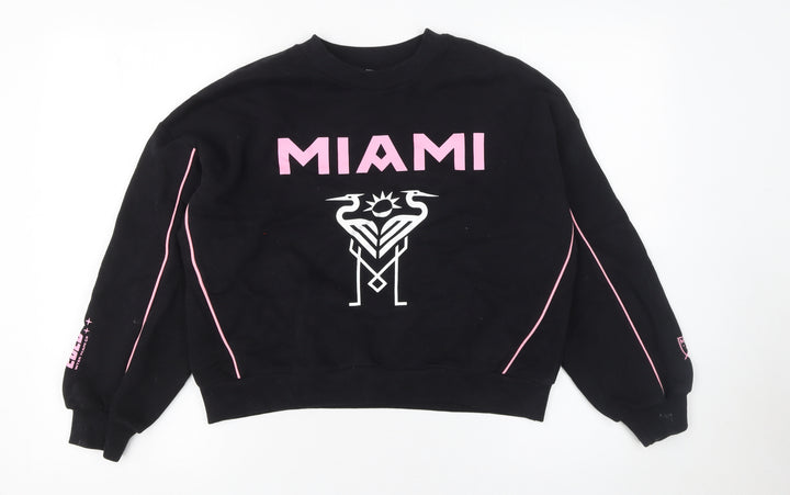 Marks and Spencer Girls Black Miami Crew Neck Graphic Sweatshirt 11-12 Years