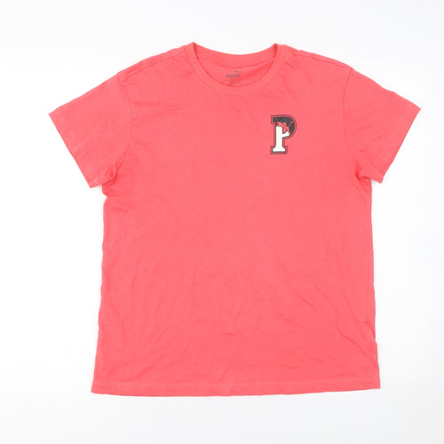 Puma Boys Pink 13-14 Years Crew Neck Cotton Logo T-Shirt