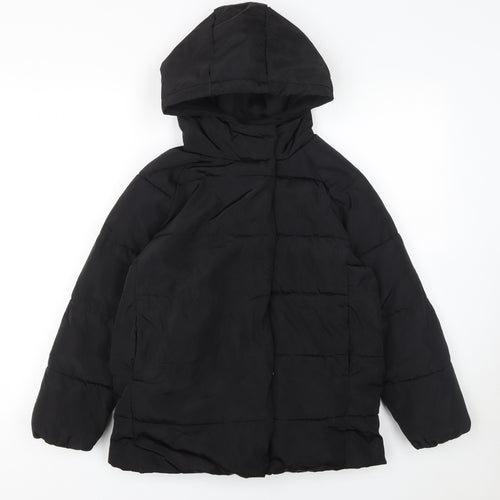 Reserved Girls Black Hooded Puffer Jacket Coat 9 Years Warm Winter