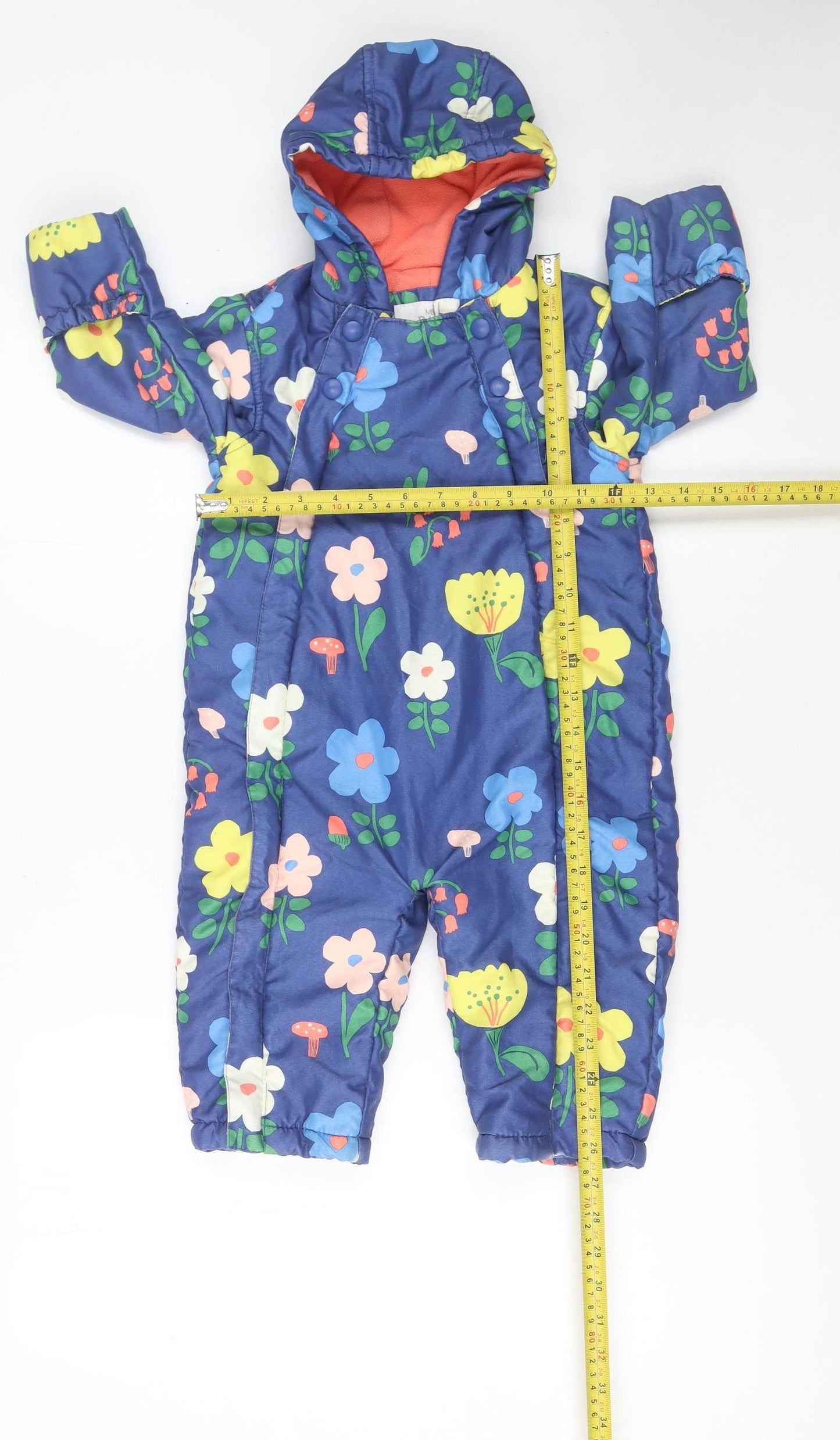 Marks and Spencer Unisex Baby Multicoloured Floral Hooded Snowsuit 12-18 Months