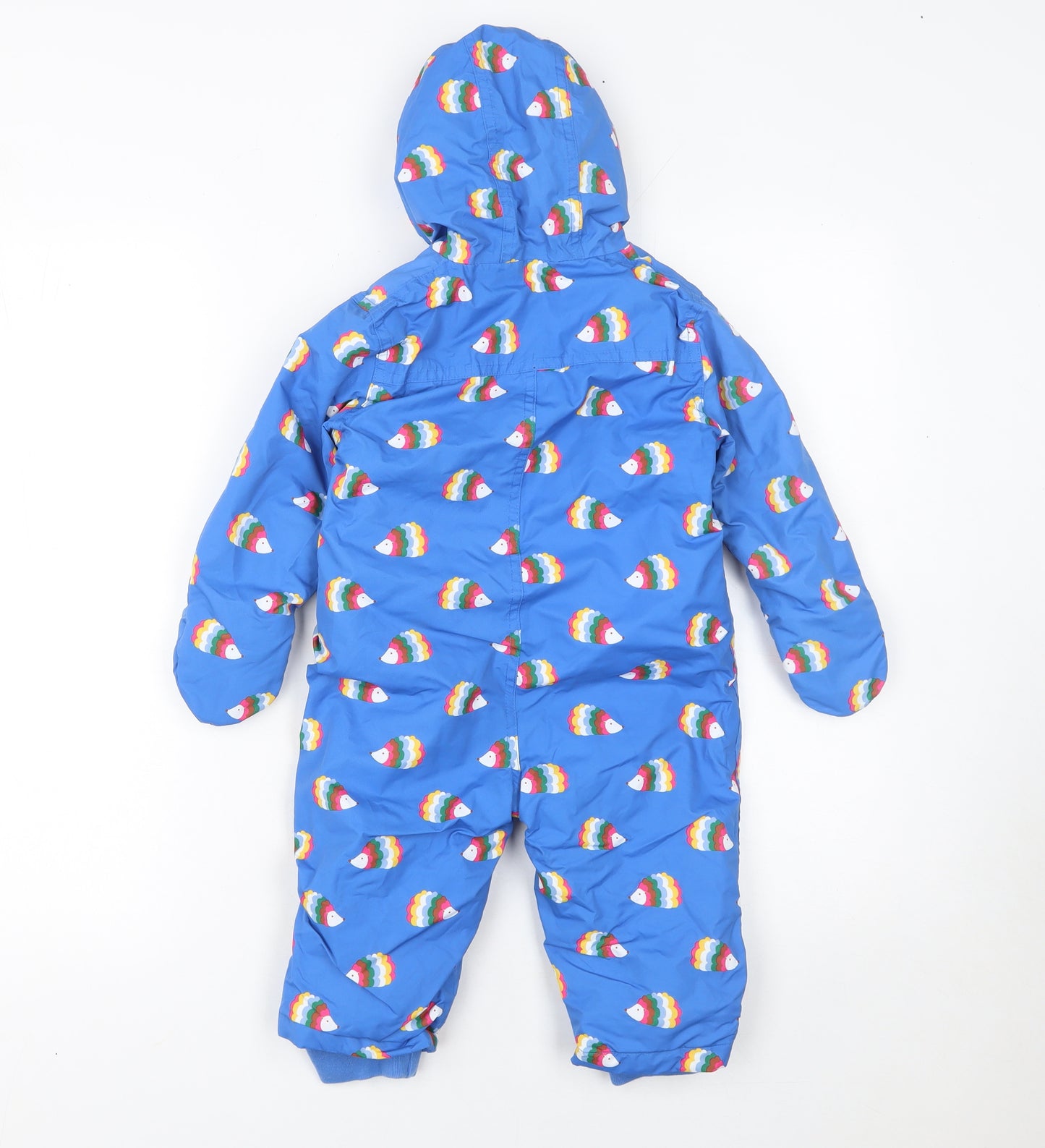 Baby Boden Unisex Blue Rainbow Fish Hooded Snowsuit 12-18M Padded Winter Outerwear