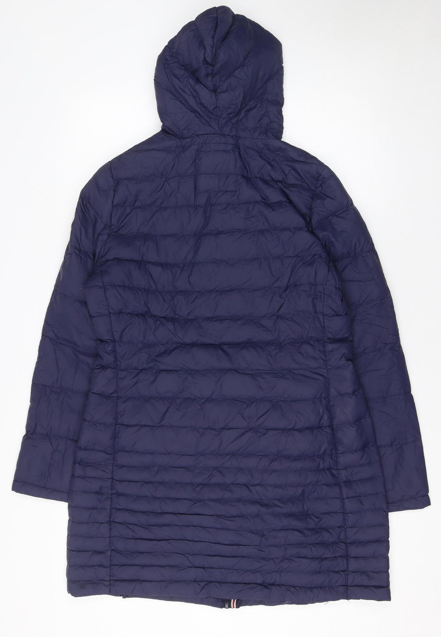 Puffa Women Blue Long Hooded Puffer Coat Size 12 Down Filled