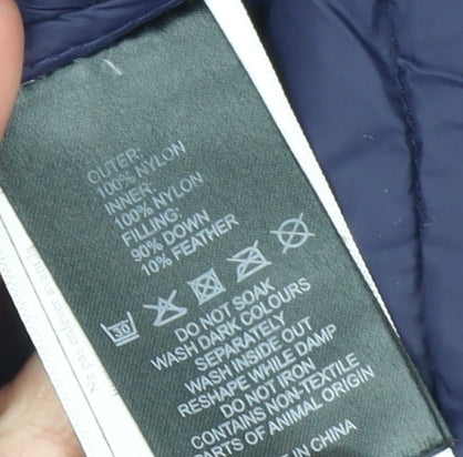 Puffa Women Blue Long Hooded Puffer Coat Size 12 Down Filled