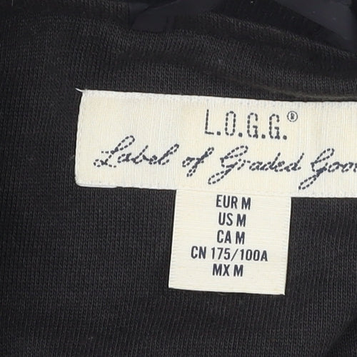 H&M L.O.G.G. Women Black Bomber Jacket Size 12 Regular Zip Pockets