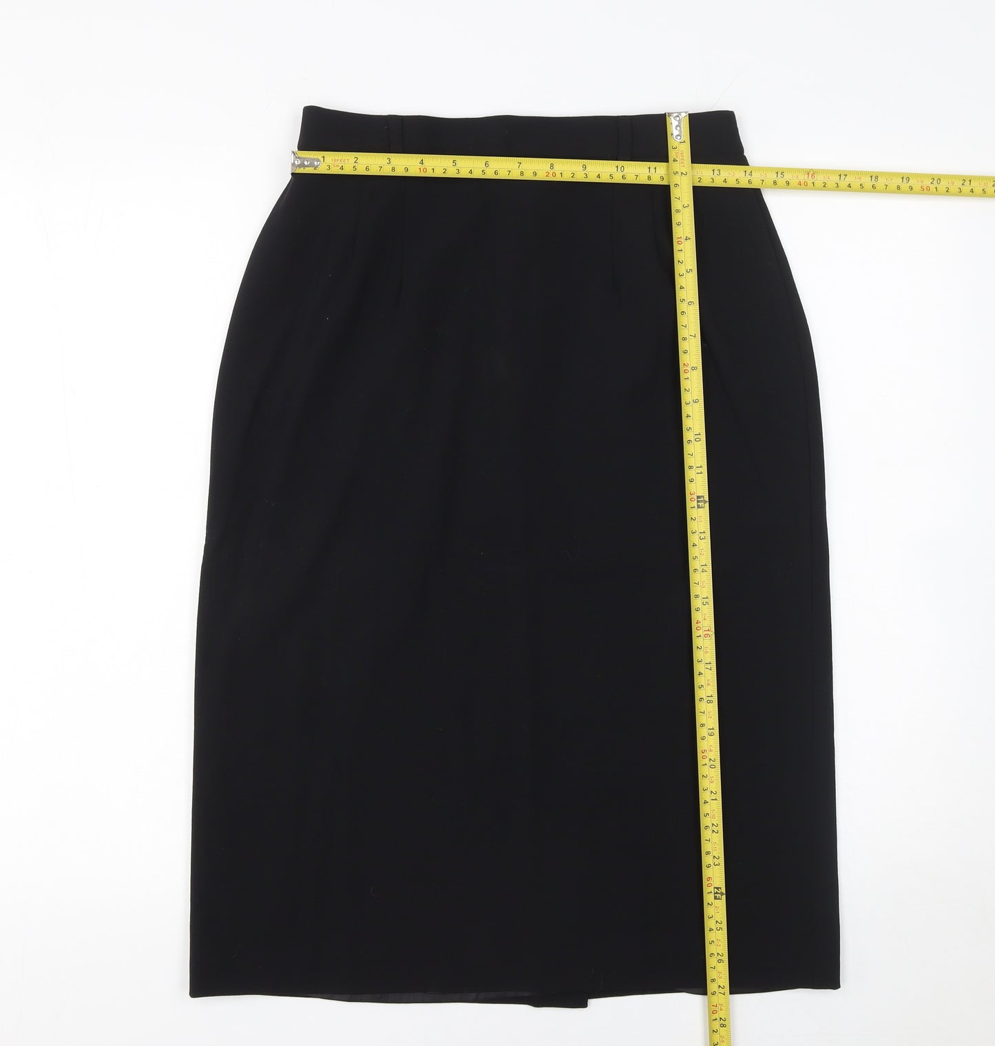 Viyella Women's Black Wool Blend Midi Pencil Skirt Size 10