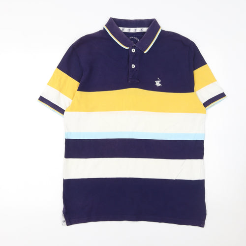 Santa Barbara Polo Club Men's Multicoloured Striped Polo Shirt XL