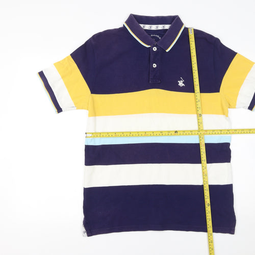 Santa Barbara Polo Club Men's Multicoloured Striped Polo Shirt XL
